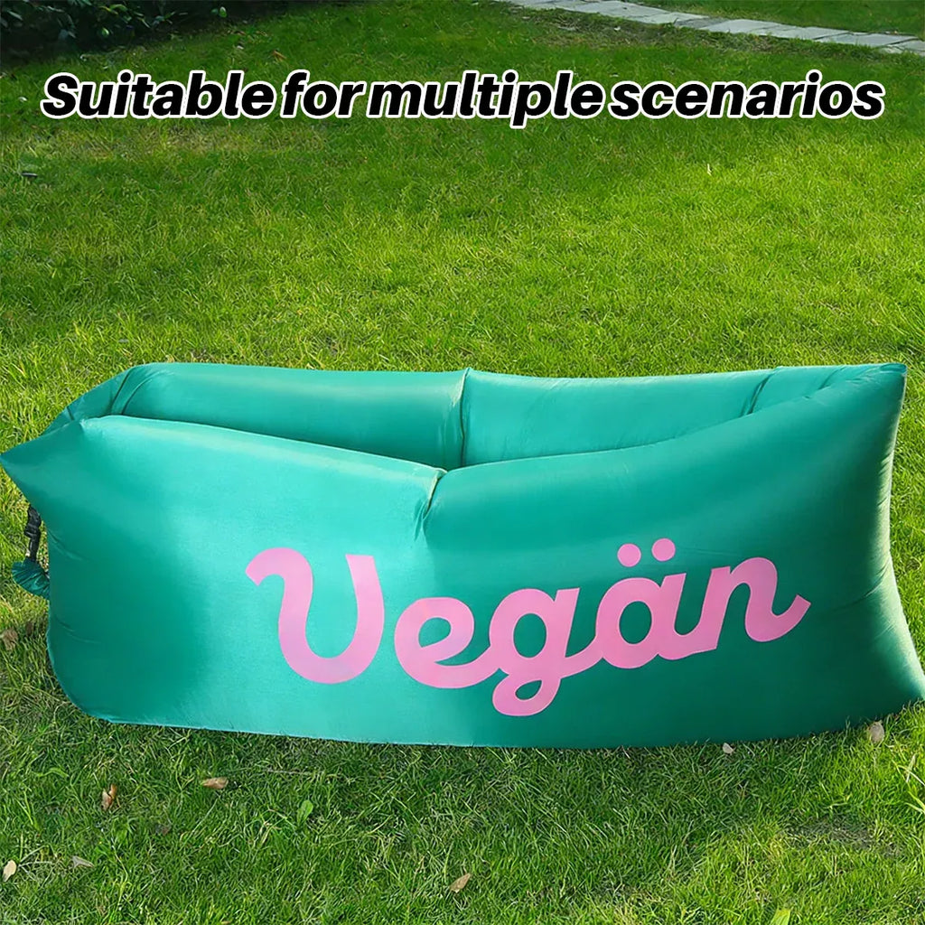 Inflatable Sofa Outdoor Portable Lazy Air Lounge For Camping Picnic Lightweight - Beige