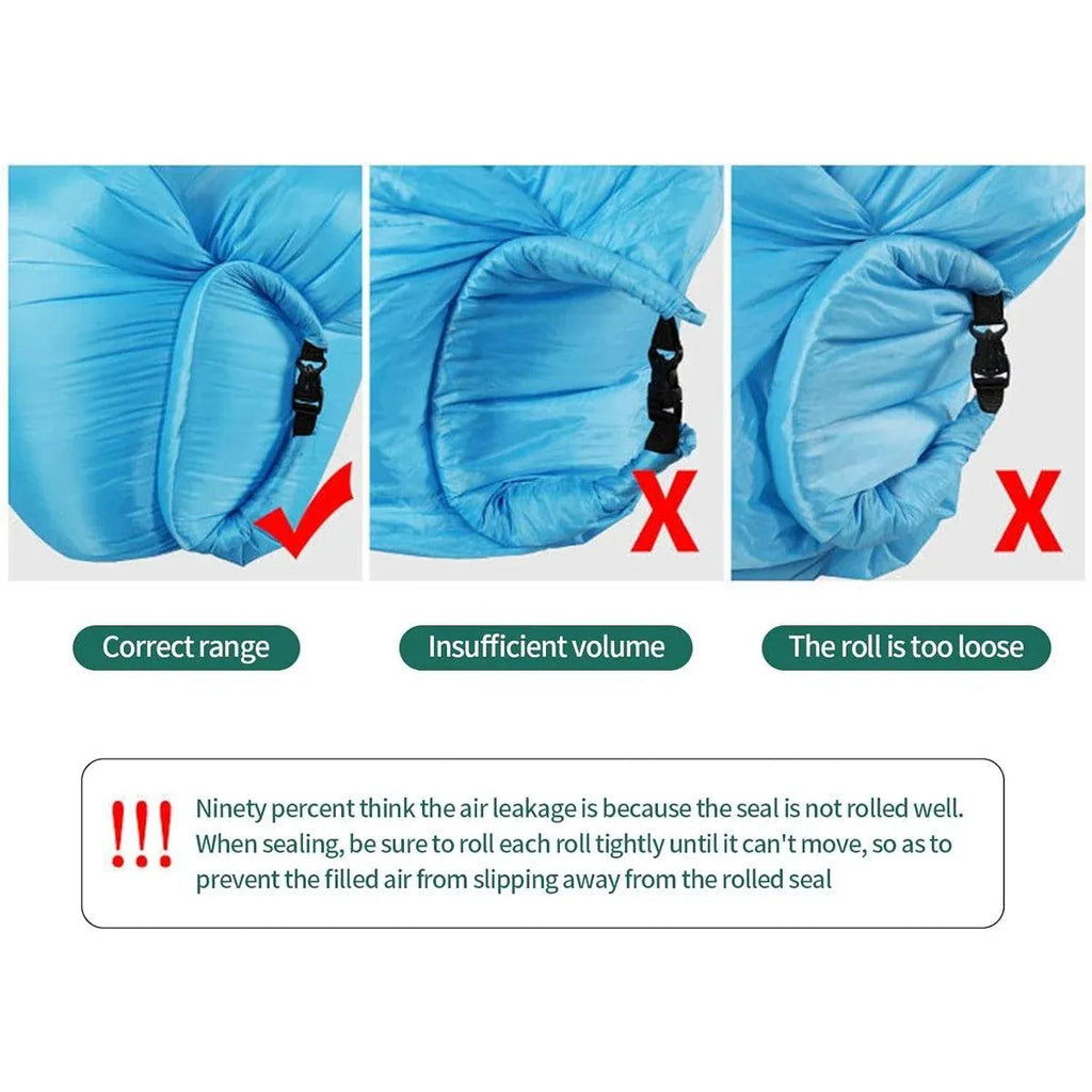 Fast Inflatable Lazy Lounge Air Sofa Bed Camping Beach Hangout Sleeping Bag - Green