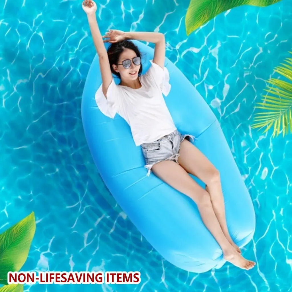 Fast Inflatable Lazy Lounge Air Sofa Bed Camping Beach Hangout Sleeping Bag - Yellow
