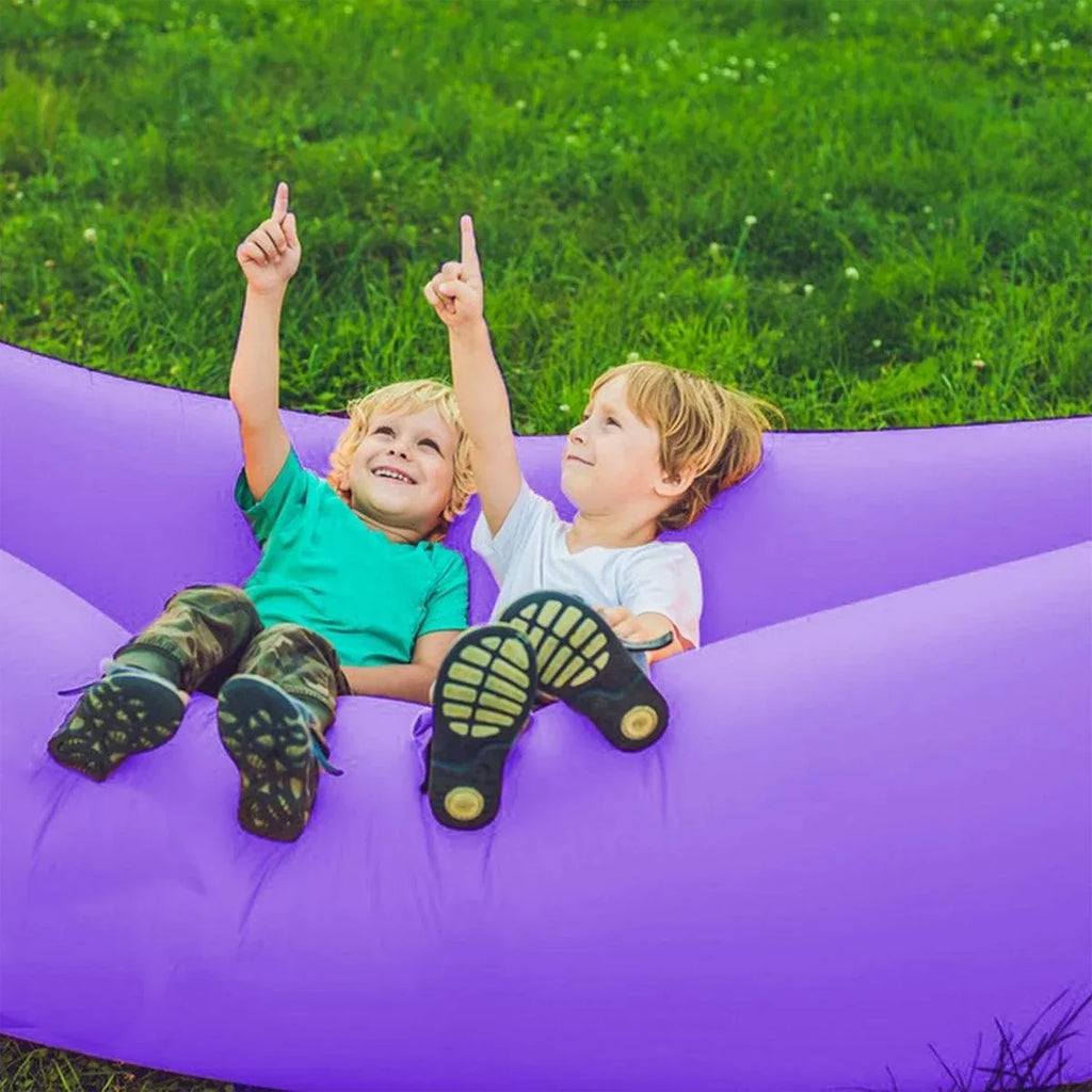 Fast Inflatable Lazy Lounge Air Sofa Bed Camping Beach Hangout Sleeping Bag - Yellow