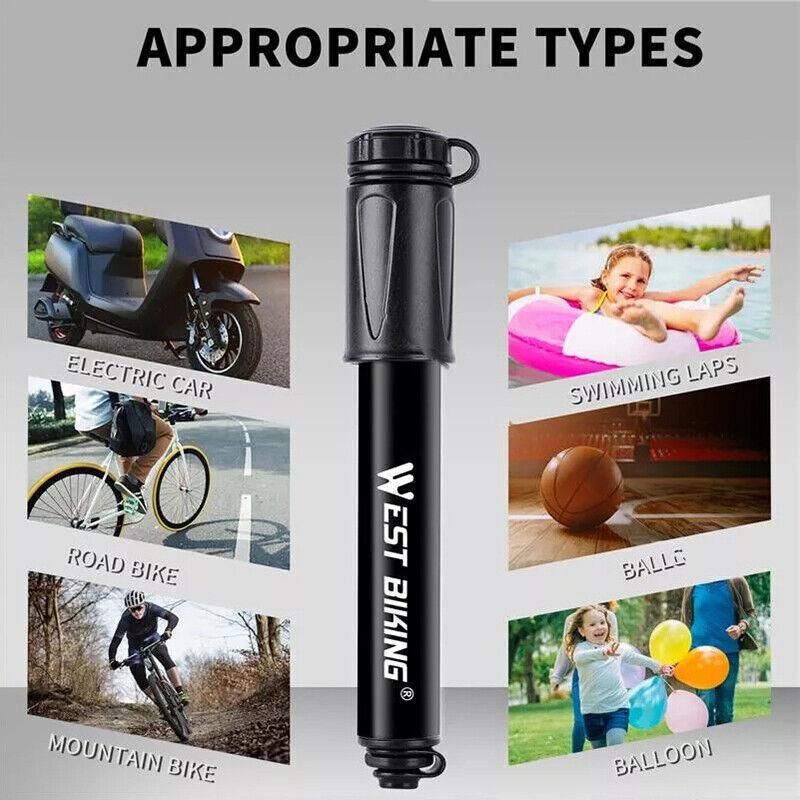 Aluminium Mini Bicycle Air Pump Bike Hand Ball Inflator Portable Cycling Tyre