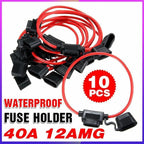 10Pcs 12V 40A Waterproof Standard Blade Inline Fuse Holder