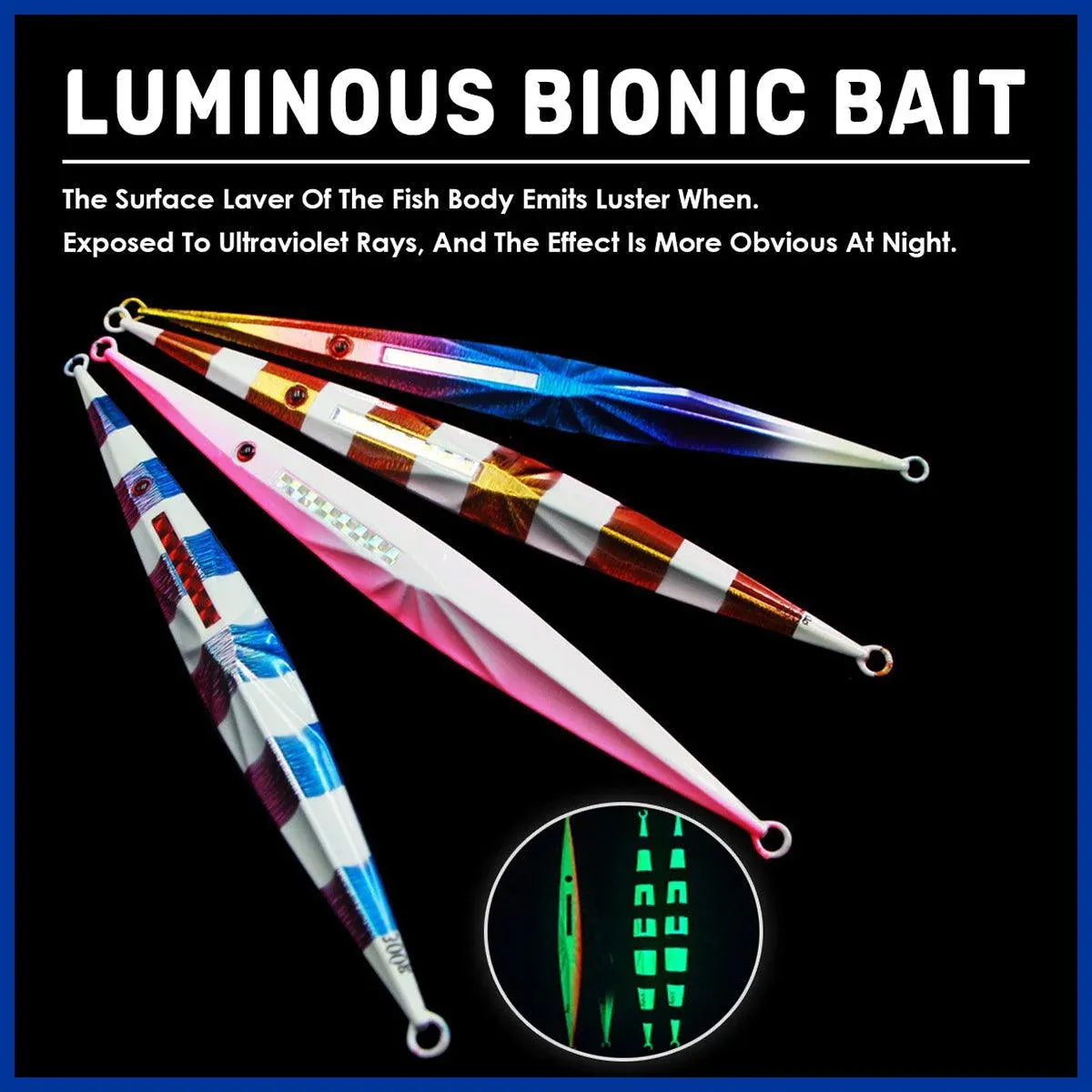 Glow in the Dark Fishing Lure Bionic Jigging Bait 150-400g Deep Sea Tackle - Dazzling colour-250g