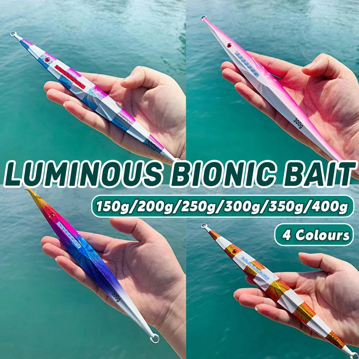 Glow in the Dark Fishing Lure Bionic Jigging Bait 150-400g Deep Sea Tackle - Golden brown-350g