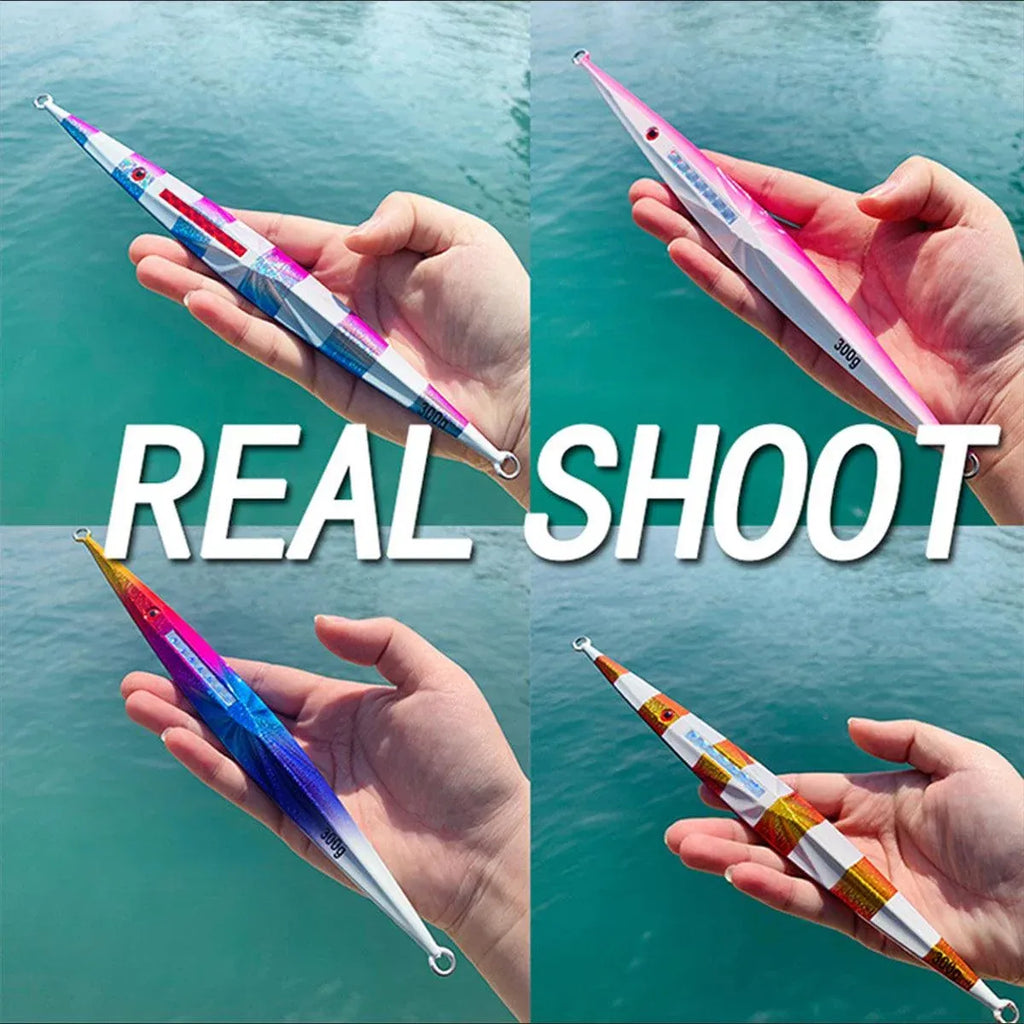 Glow in the Dark Fishing Lure Bionic Jigging Bait 150-400g Deep Sea Tackle - Blue purple-200g