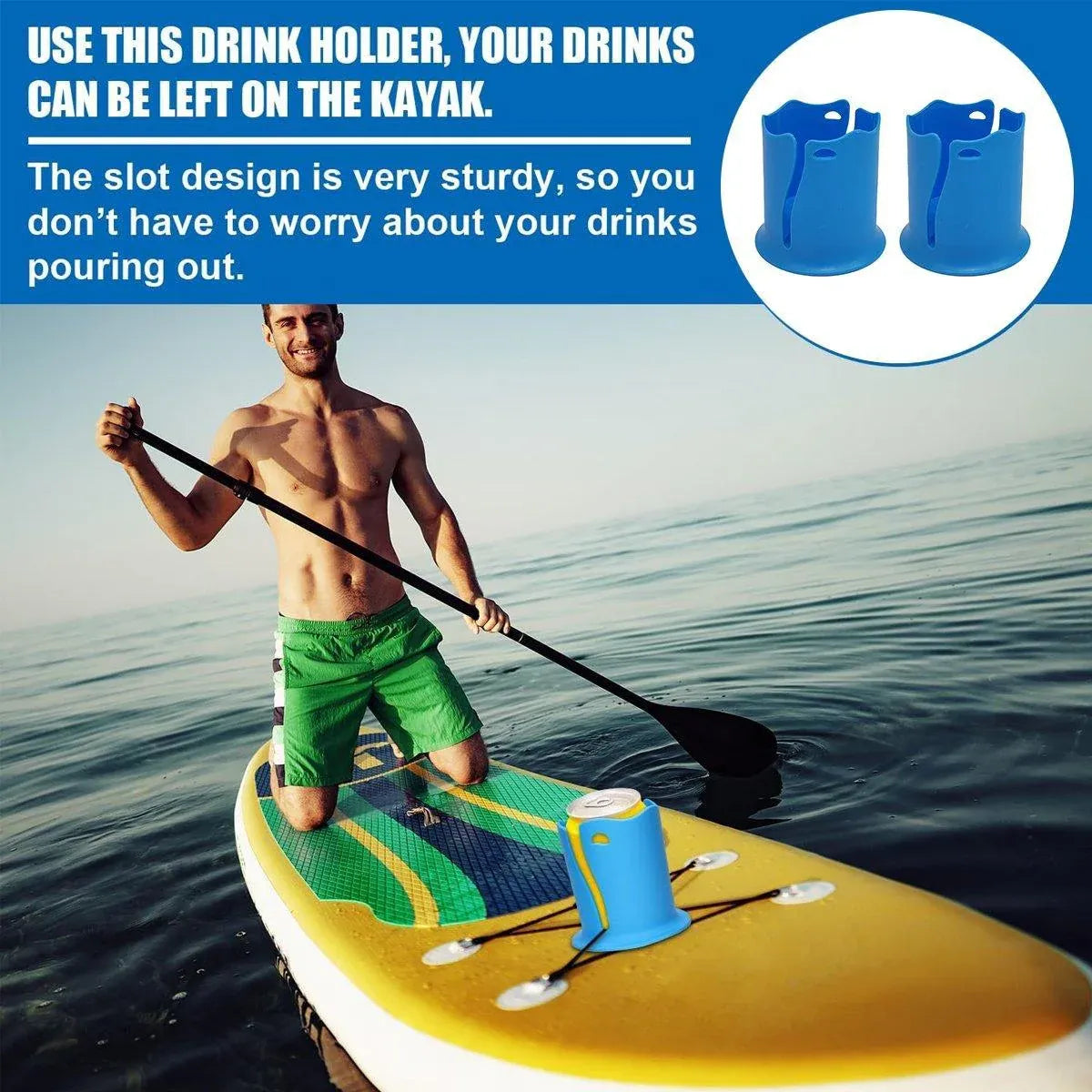 2X Kayak Beverage Drink Holder Anti Tipping Surfboard Car Water Bottle CupHolder