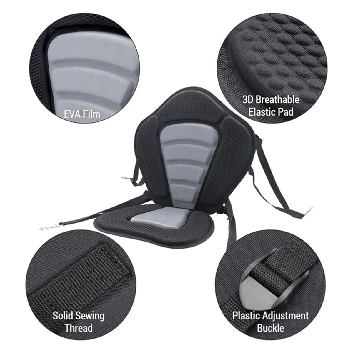 Kayak Seat Cushion Pad Detachable Backrest Paddleboard Surfboard Boat Accessory