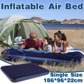 Single Inflatable Airbed 186x96cm Easy Inflate Flocked Air Mattress for Camping Guests
