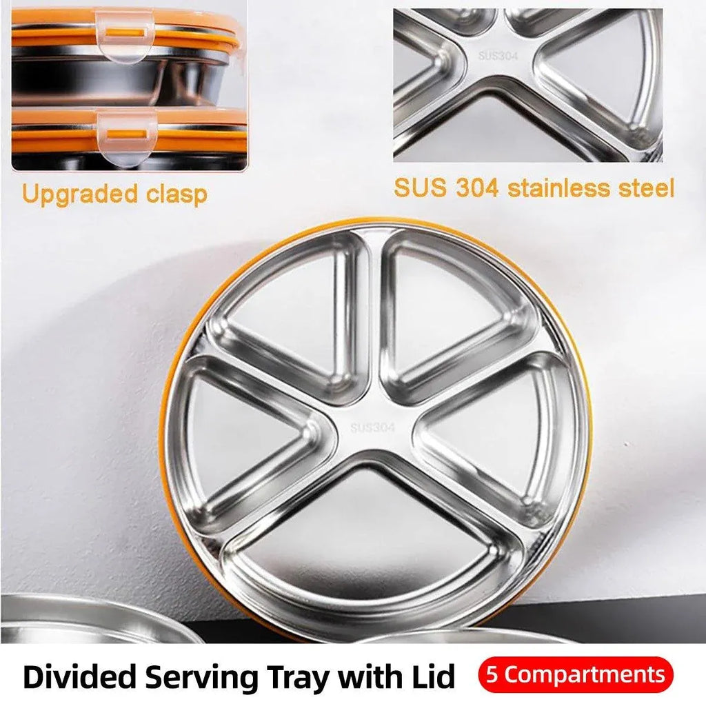 Multi Compartment Lunch Box with Lid Five Compartments Food Storage Fruit Plate