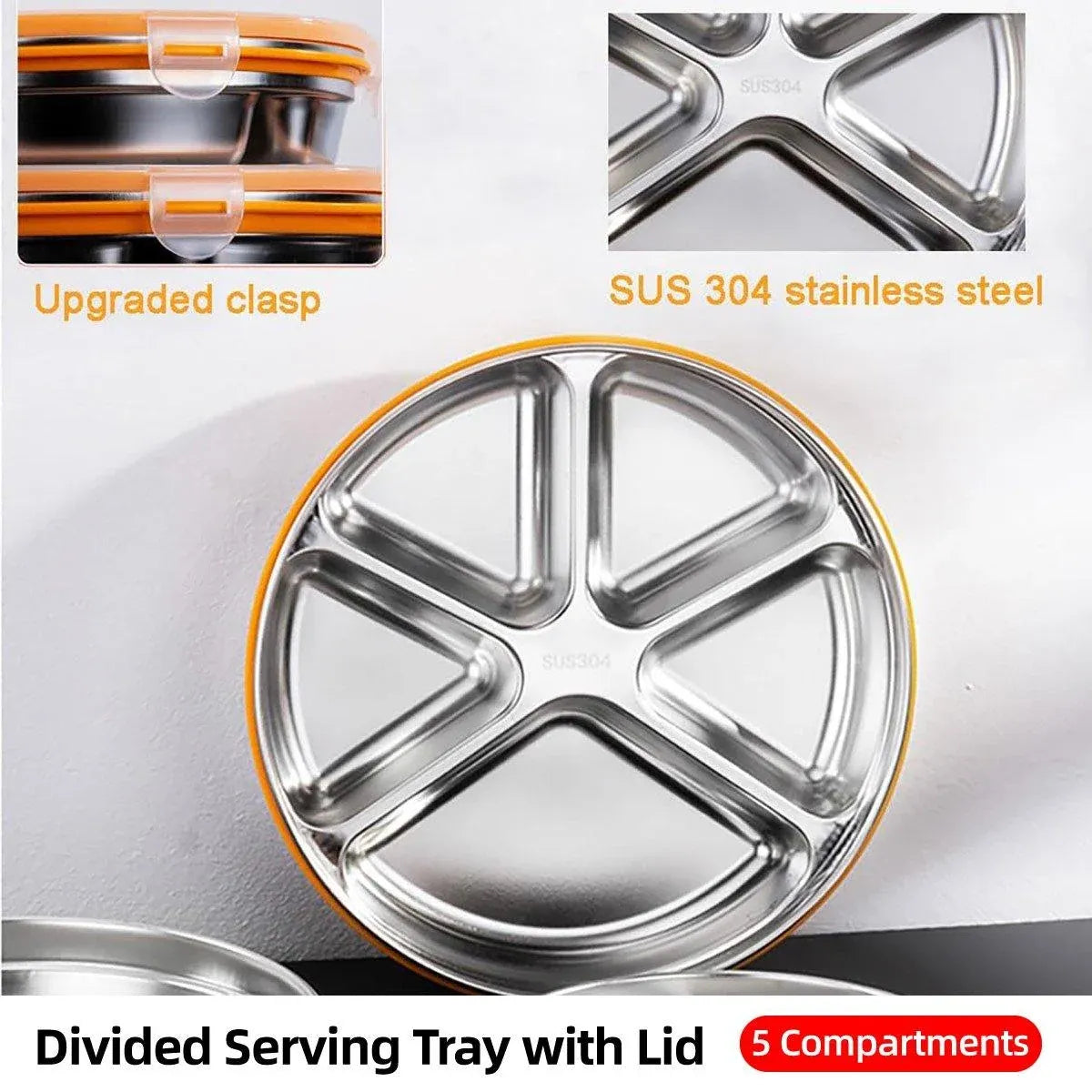 Multi Compartment Lunch Box with Lid Five Compartments Food Storage Fruit Plate