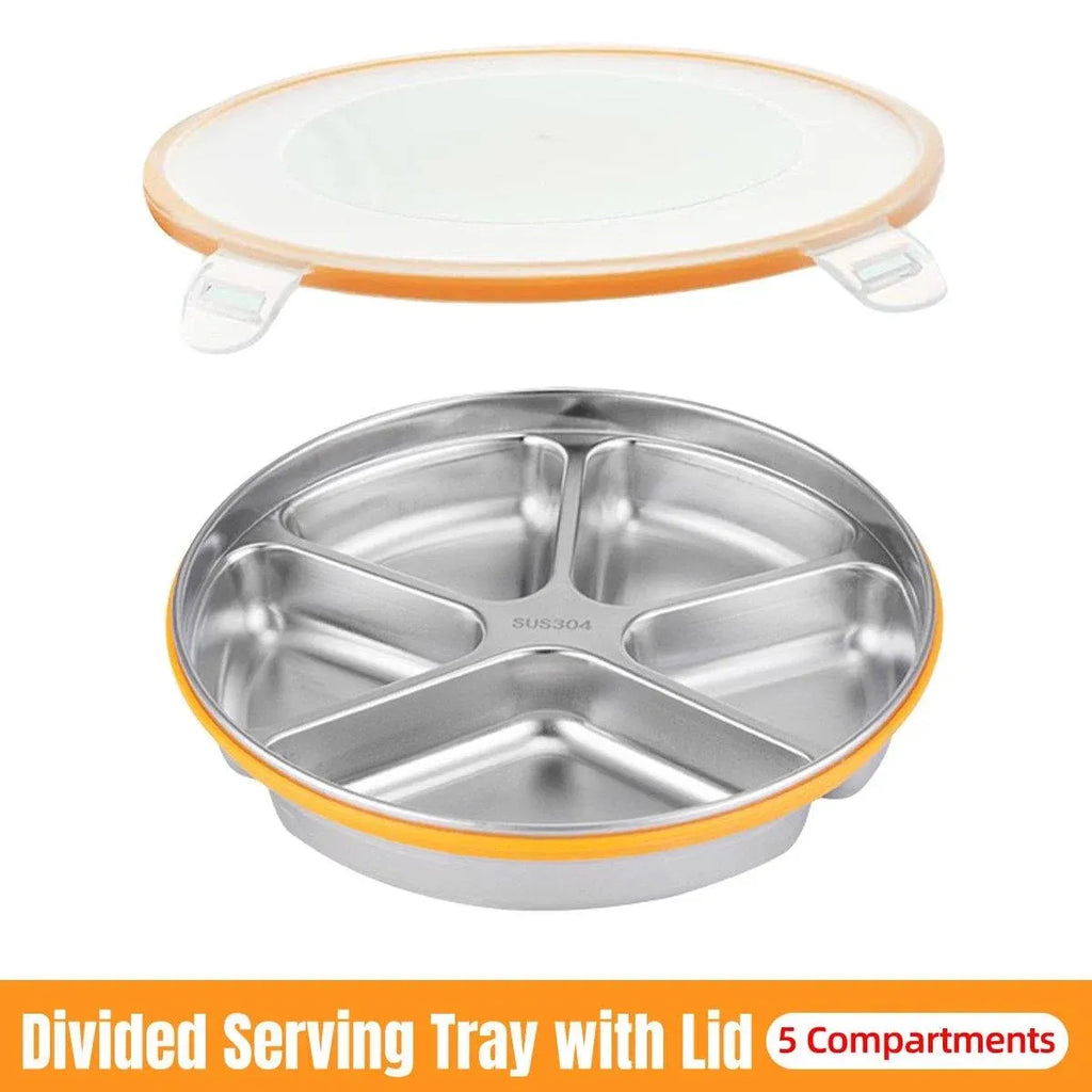 Multi Compartment Lunch Box with Lid Five Compartments Food Storage Fruit Plate