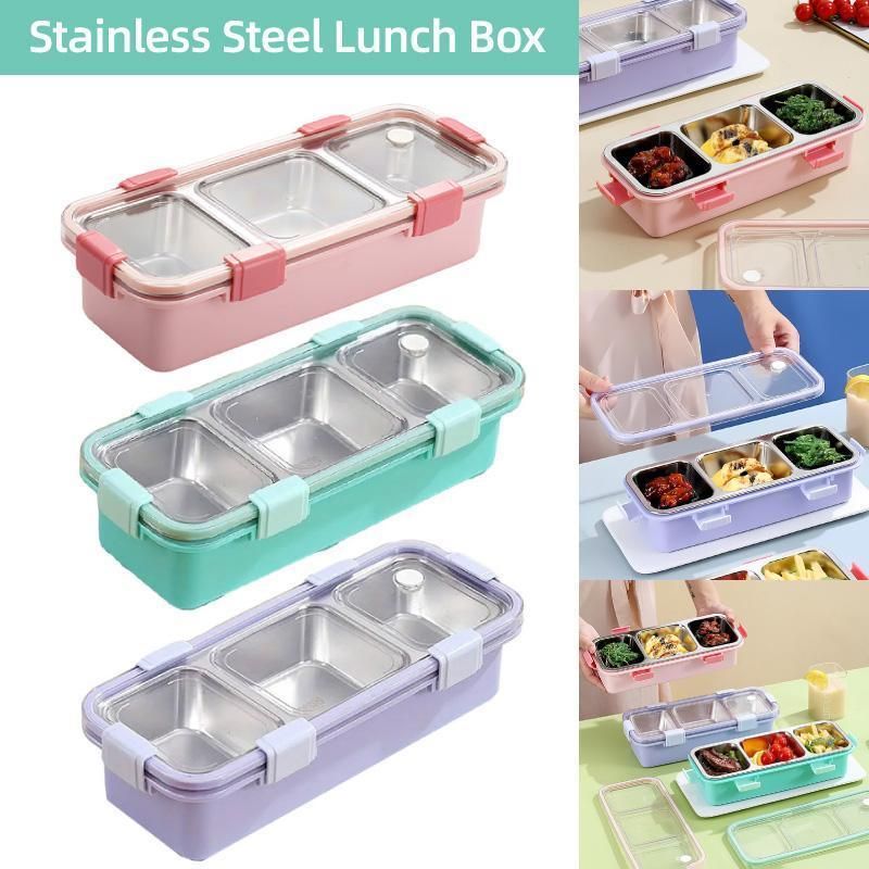 Stainless Steel Lunch Box Compartment Bento Box Food Container for Meal Prep Use - Green