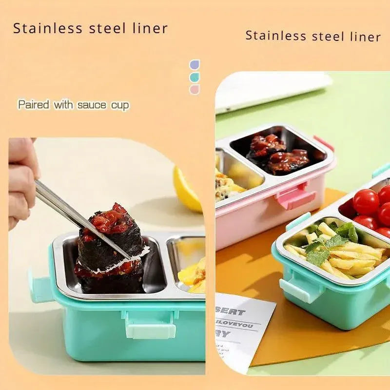 Stainless Steel Lunch Box Compartment Bento Box Food Container for Meal Prep Use - Pink