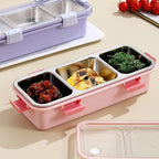Stainless Steel Lunch Box Compartment Bento Box Food Container for Meal Prep Use - Pink