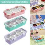 Stainless Steel Lunch Box Compartment Bento Box Food Container for Meal Prep Use - Pink