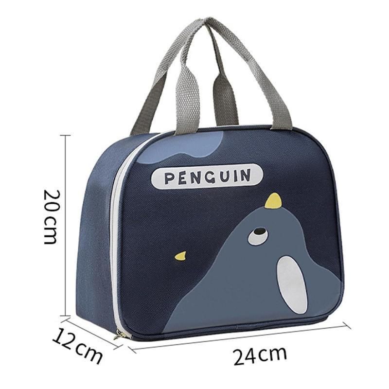 Cute Cartoon Lunch Bag Reusable Insulated School Lunch Box Cooler Tote Boy Girl - Navy