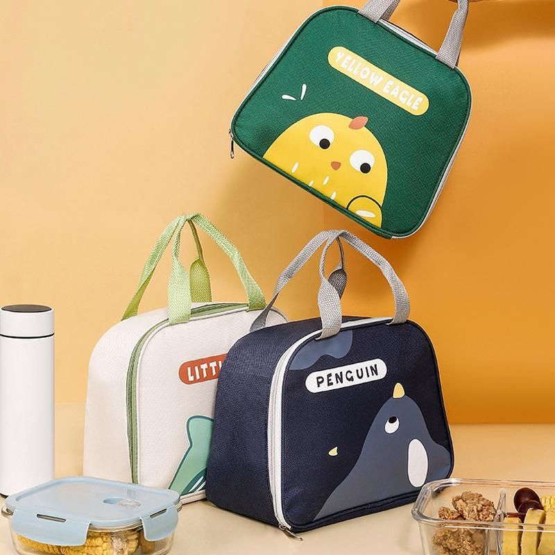 Cute Cartoon Lunch Bag Reusable Insulated School Lunch Box Cooler Tote Boy Girl - Navy