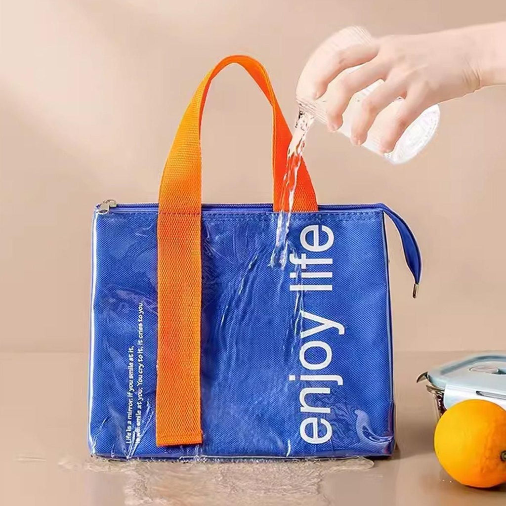 Large Capacity Lunch Bag Outdoor Picnic Aluminum Foil Portable Thermal Bag - Navy