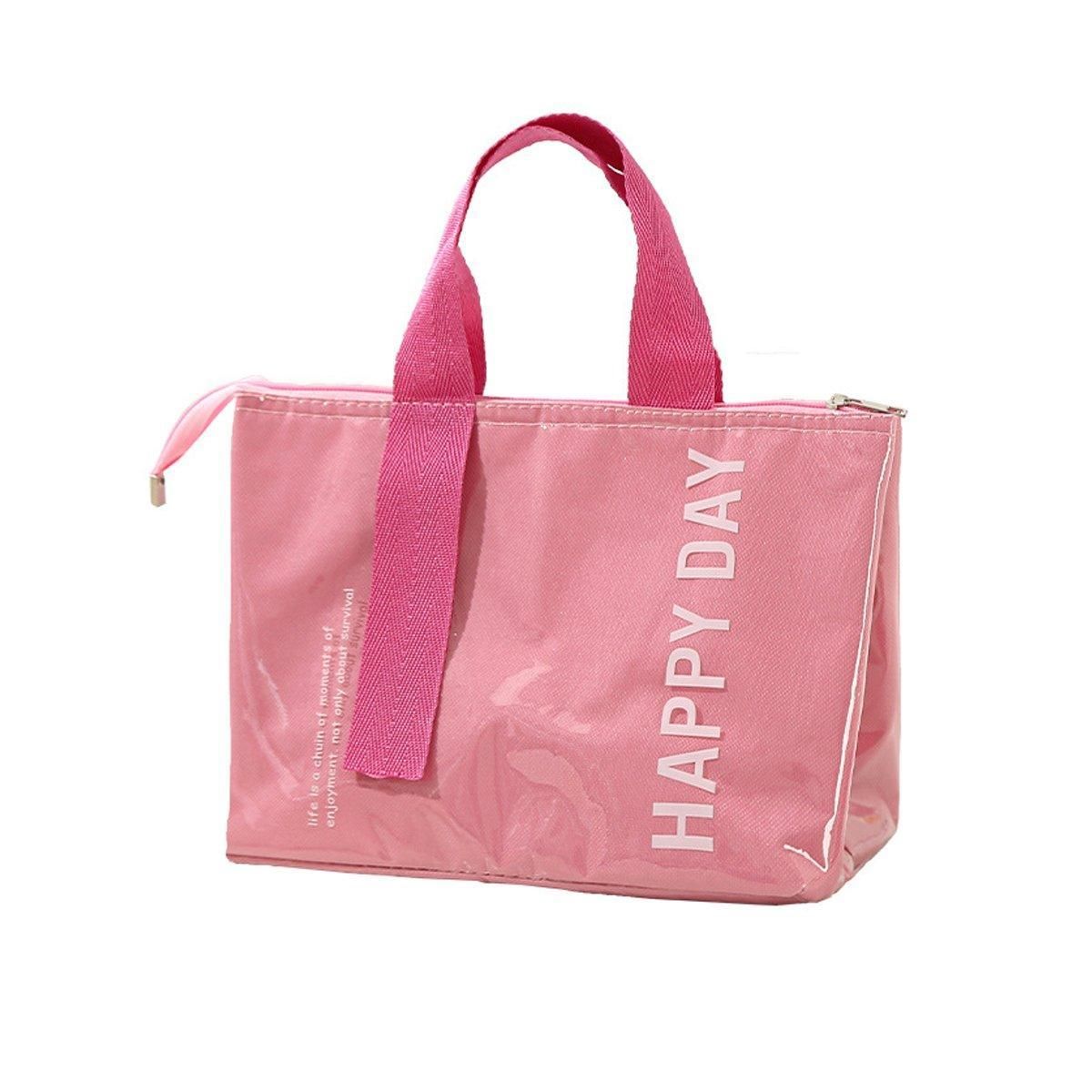 Large Capacity Lunch Bag Outdoor Picnic Aluminum Foil Portable Thermal Bag - Pink