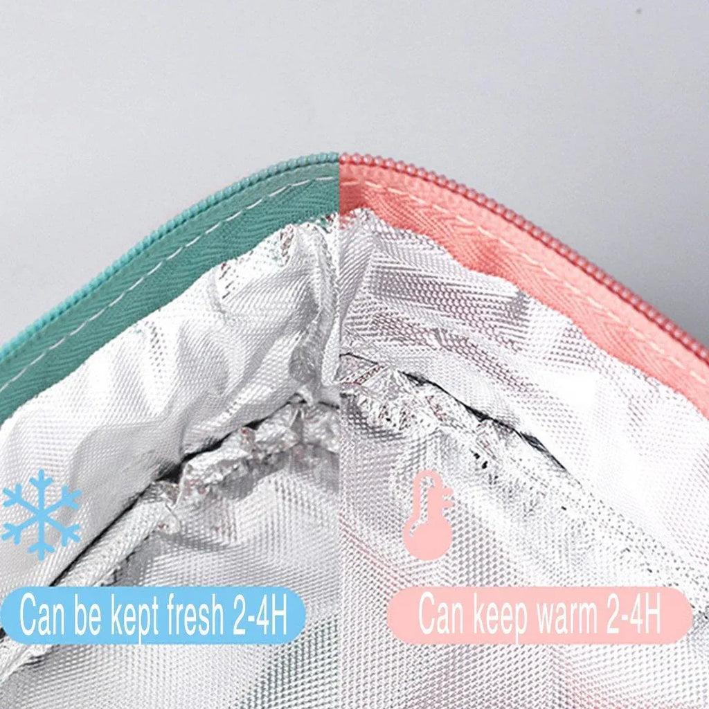 Large Capacity Lunch Bag Outdoor Picnic Aluminum Foil Portable Thermal Bag - Pink