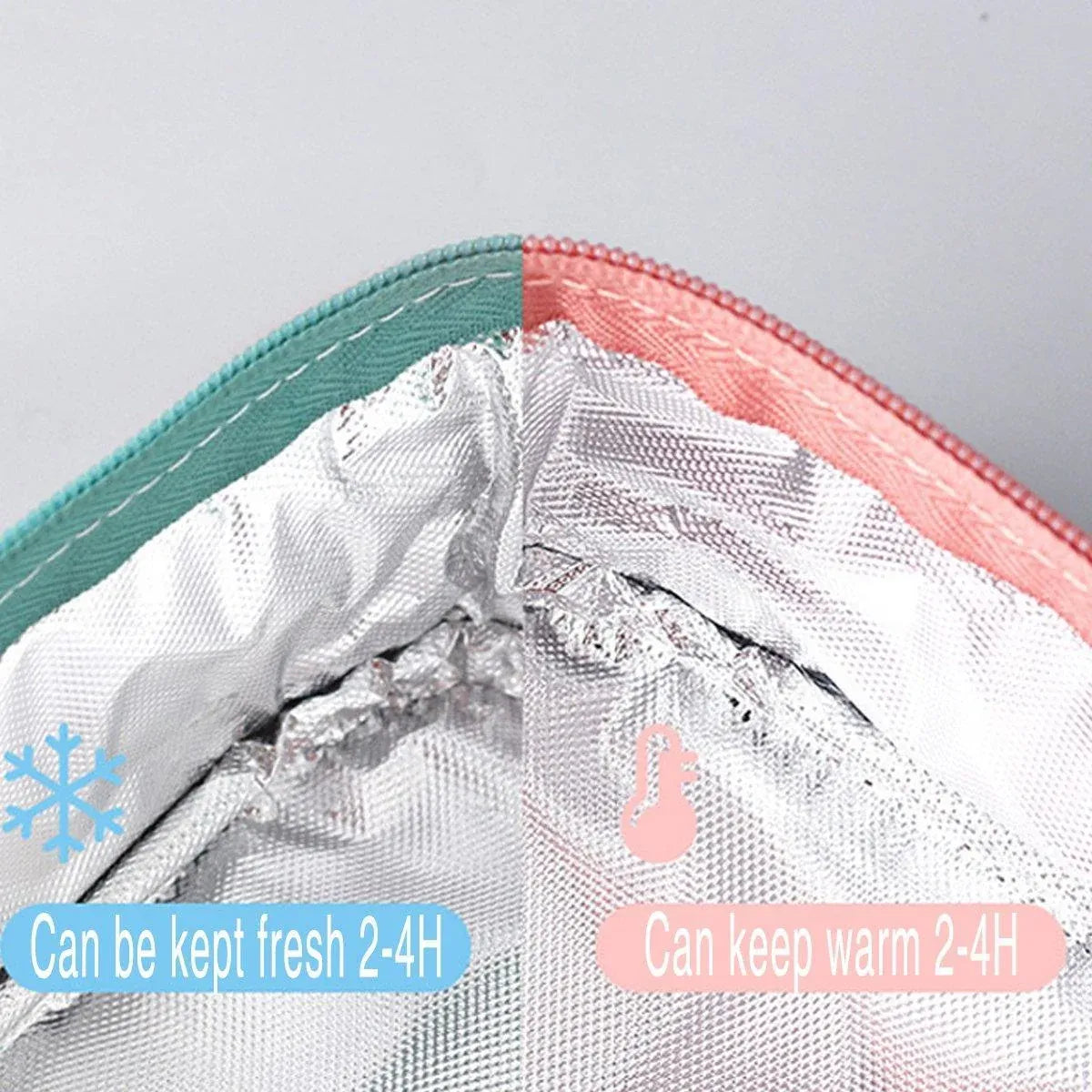 Large Capacity Lunch Bag Outdoor Picnic Aluminum Foil Portable Thermal Bag - Pink