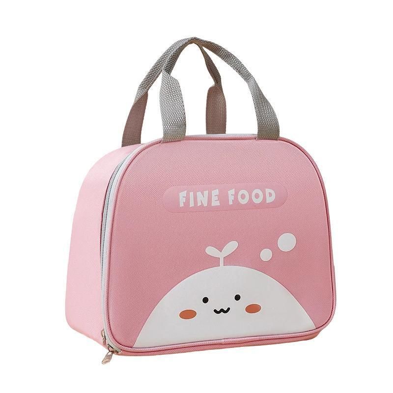 Cute Cartoon Lunch Bag Reusable Insulated School Lunch Box Cooler Tote Boy Girl - Pink