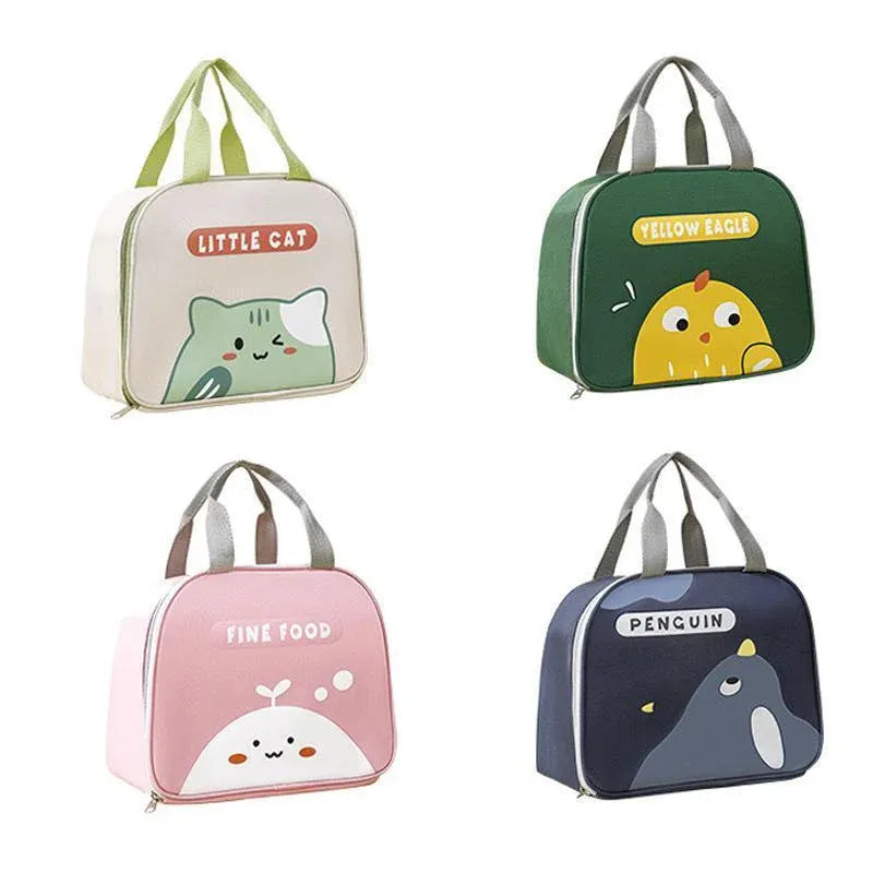 Cute Cartoon Lunch Bag Reusable Insulated School Lunch Box Cooler Tote Boy Girl - Pink