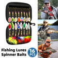 16 PCS Fishing Lure Metal Spinner Bait Bass Tackle Crankbait Spoon Trout Bass