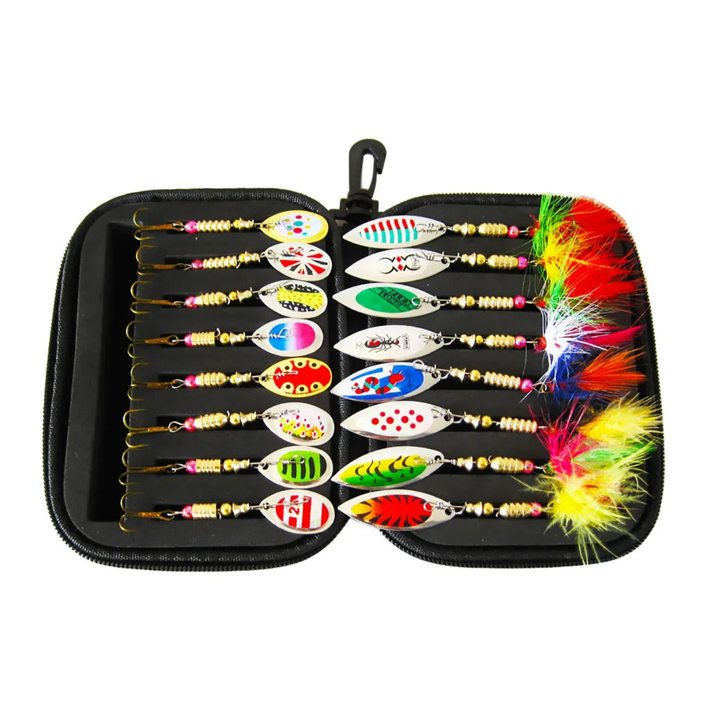 16 PCS Fishing Lure Metal Spinner Bait Bass Tackle Crankbait Spoon Trout Bass