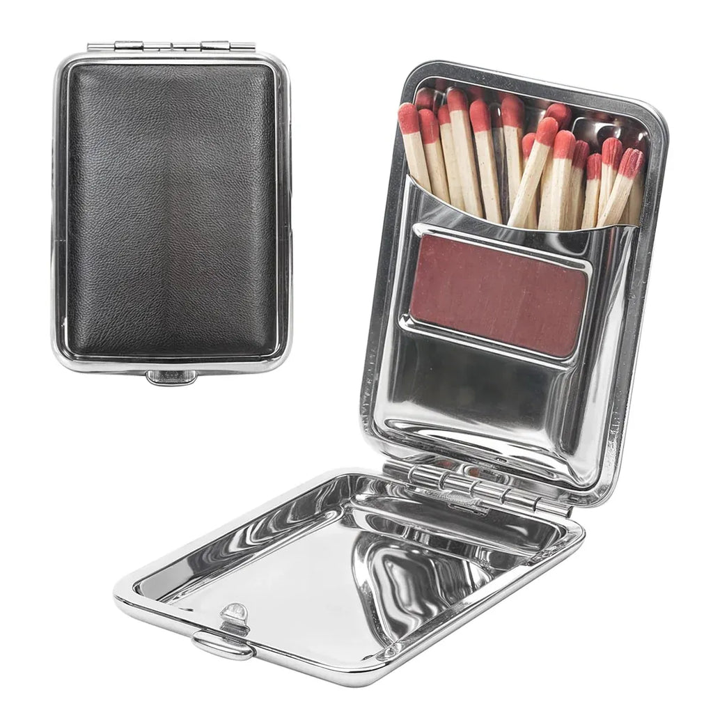 Portable Metal Matchbox Case Compact Storage Box Outdoor Camping Hiking - Silver