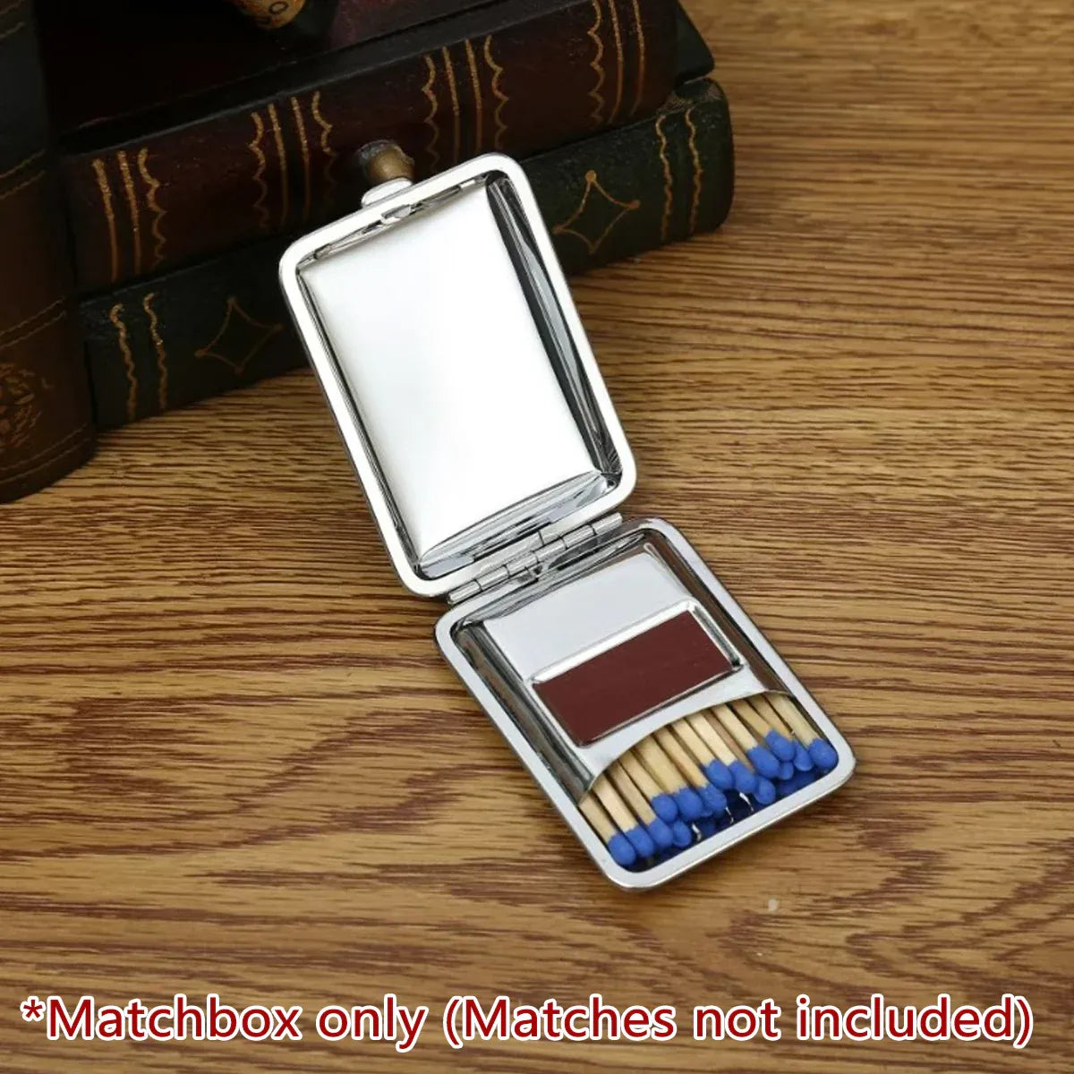 Portable Metal Matchbox Case Compact Storage Box Outdoor Camping Hiking - Silver