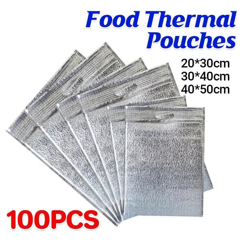 100Pcs Aluminum Foil Insulated Food Storage Bags for Thermal Cooling - 20*30CM-100PCS