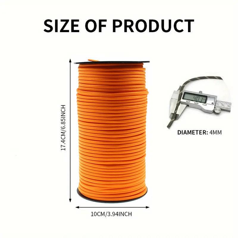 100m Paracord Outdoor Camping Binding Braided Rope Survival Gear Hiking Rope - Blue