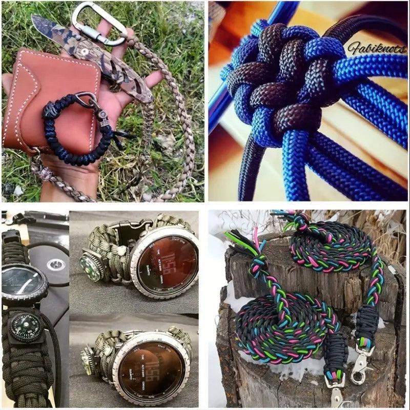 100m Paracord Outdoor Camping Binding Braided Rope Survival Gear Hiking Rope - Brown