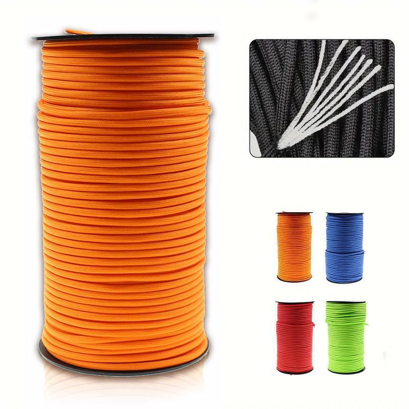 100m Paracord Outdoor Camping Binding Braided Rope Survival Gear Hiking Rope - Orange