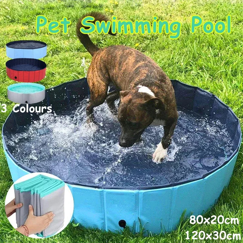 Pet Swimming Pool Foldable Portable Pool for Dogs Outdoor Summer Play - Grey-120x30cm