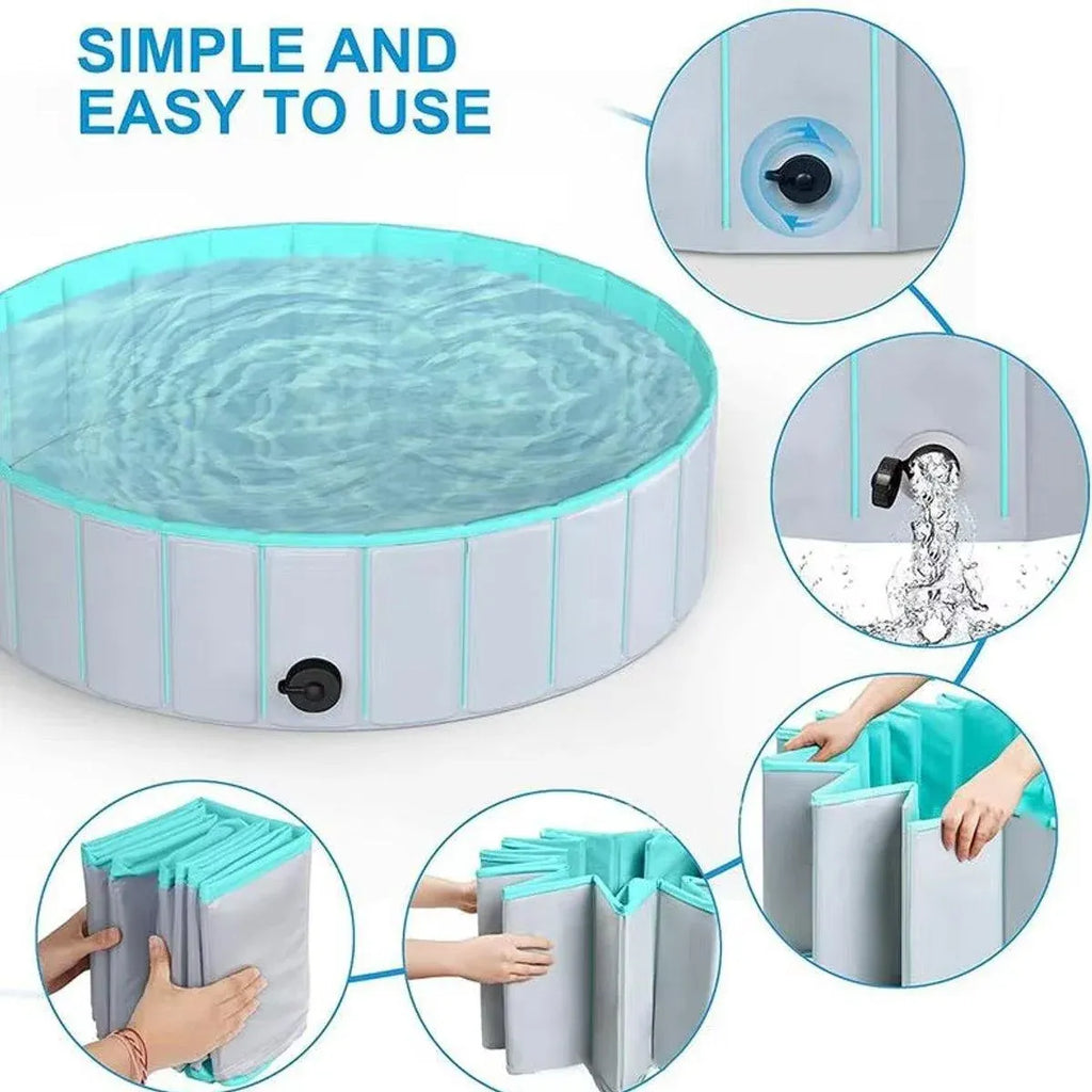 Pet Swimming Pool Foldable Portable Pool for Dogs Outdoor Summer Play - Grey-120x30cm