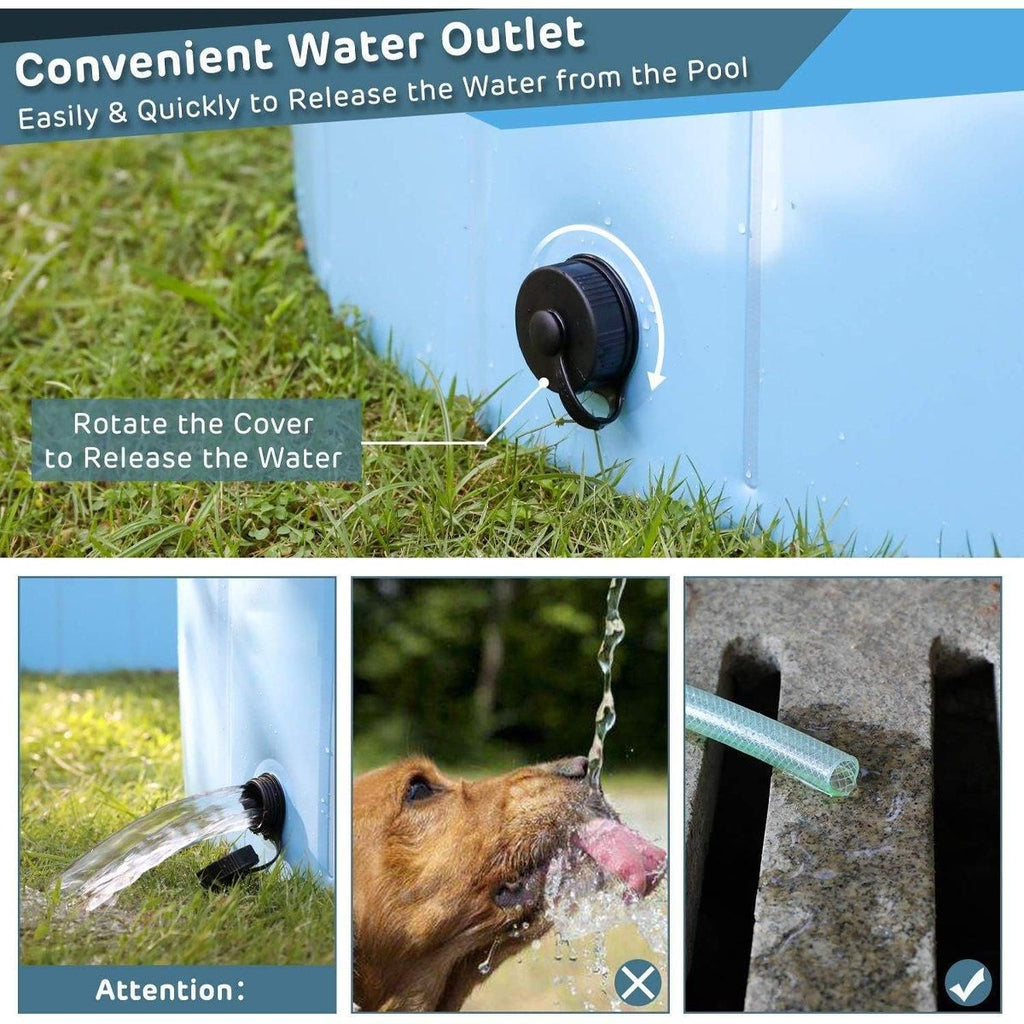 Pet Swimming Pool Foldable Portable Pool for Dogs Outdoor Summer Play - Blue-80x20cm