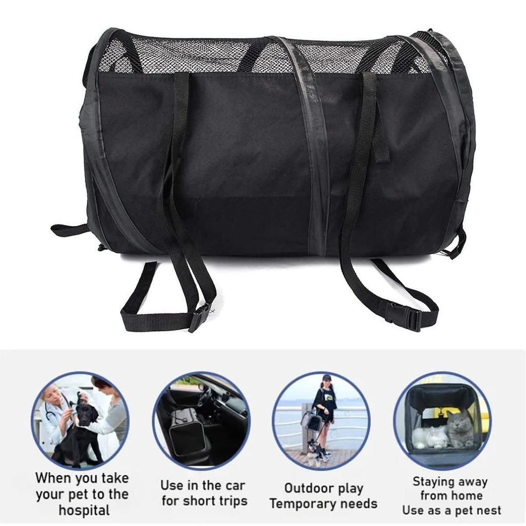 Foldable Pet Car Carrier Bag Breathable Travel Tent Portable Kennel for Transport - Grey