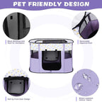 Foldable Cat Dog Kennel Pet Delivery Cage Portable Pet Fence Tent - Cyan-L