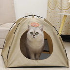 Folding Camping Pet Tent for Cats Puppy Bed Indoor Cat Nest Dog Cave Style House - Grey