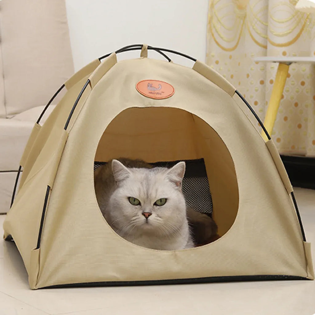 Folding Camping Pet Tent for Cats Puppy Bed Indoor Cat Nest Dog Cave Style House - Grey