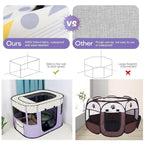 Foldable Cat Dog Kennel Pet Delivery Cage Portable Pet Fence Tent - Purple-L