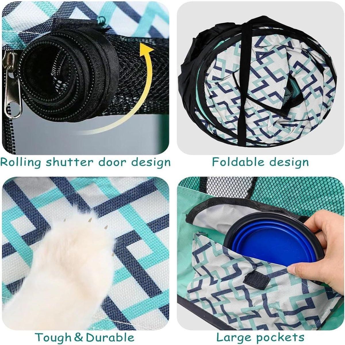Foldable Cat Dog Kennel Pet Delivery Cage Portable Pet Fence Tent - Purple-L