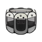Pet Fence Indoor Cat Dog Tent Octagonal Fence Portable Foldable Cage Kennel - L-Coffee