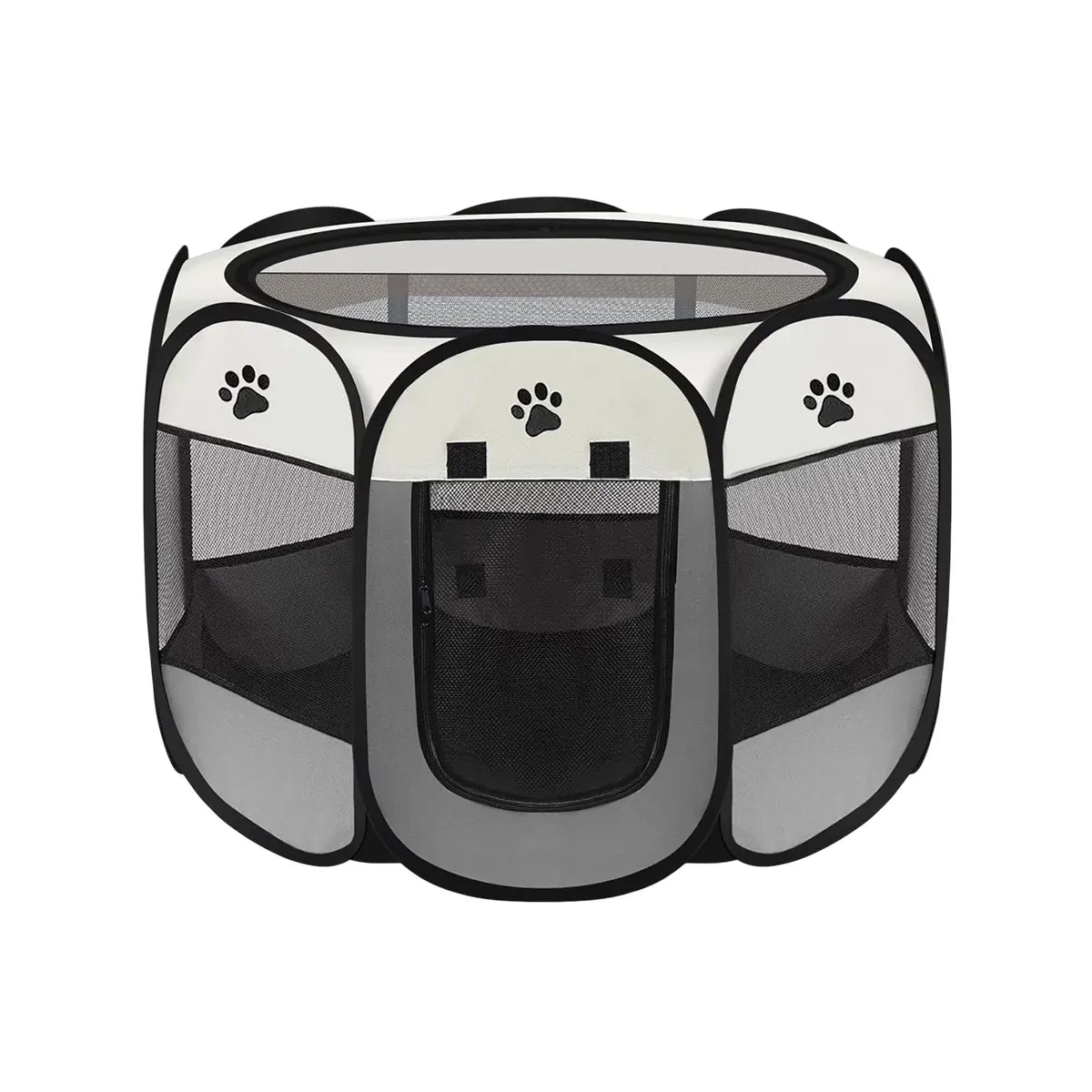 Pet Fence Indoor Cat Dog Tent Octagonal Fence Portable Foldable Cage Kennel - L-Coffee