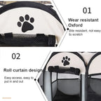 Pet Fence Indoor Cat Dog Tent Octagonal Fence Portable Foldable Cage Kennel - L-Coffee