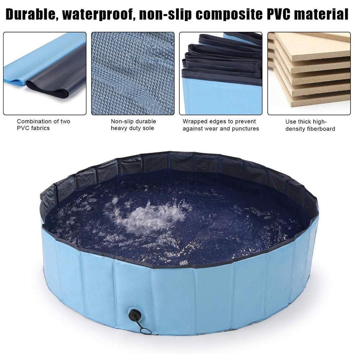 Pet Swimming Pool Foldable Portable Pool for Dogs Outdoor Summer Play - Blue-120x30cm