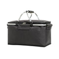 Folding Picnic Basket Insulated Cooler Bag Portable Outdoor Grocery Storage - Black