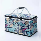 Foldable Picnic Basket Outdoor Camping Carrying Basket Portable Food Storage - Greenery